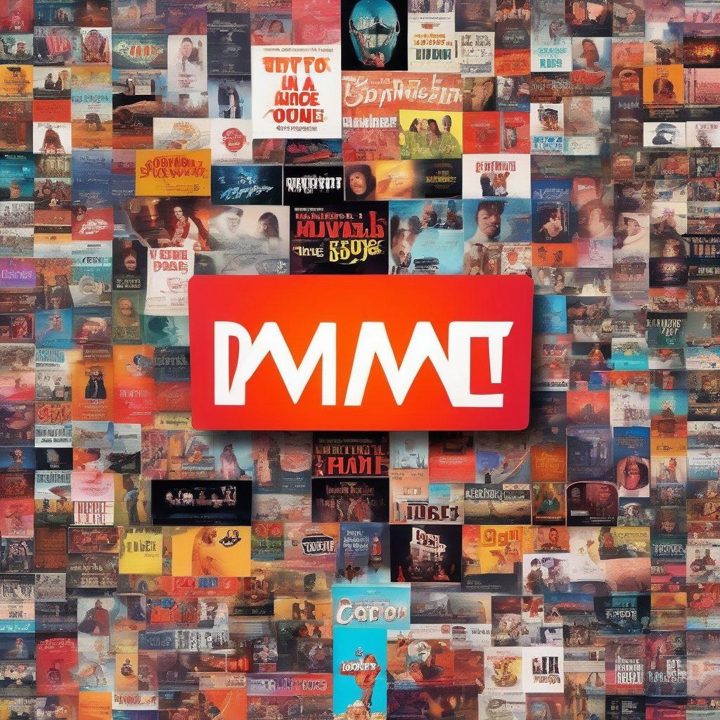 A vibrant collage showcasing iconic scenes from various TV series, arranged like a colorful playlist cover. Each section representing a different genre, such as drama, horror, comedy, sci-fi, and romance. Include elements like film reels, popcorn, and streaming icons in an engaging layout. Use bold, eye-catching typography for the title. super-realistic. vibrant colors. film aesthetic.